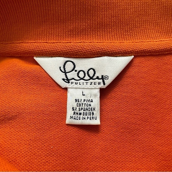 Lilly Pulitzer Long Sleeve Polo Orange Size Large Academia - Picture 2 of 9